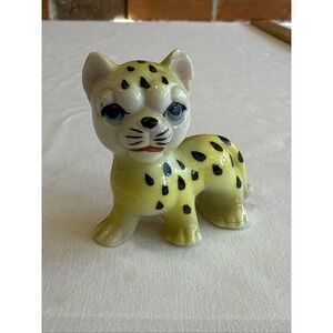 Vtg Trinket Leopard Tiger Cat Miniature Figurine Bone China Japan Vintage